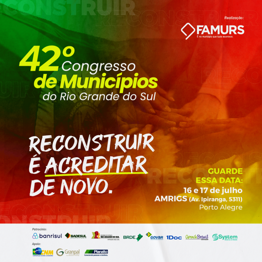 Imagem ilustrativa da notícia: Famurs divulga nova data para 42º Congresso de Municípios do RS