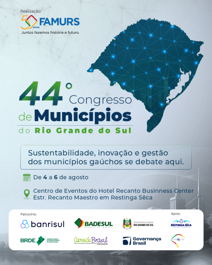 Imagem ilustrativa da notícia: Inscrições abertas para o 44º Congresso de Municípios do RS